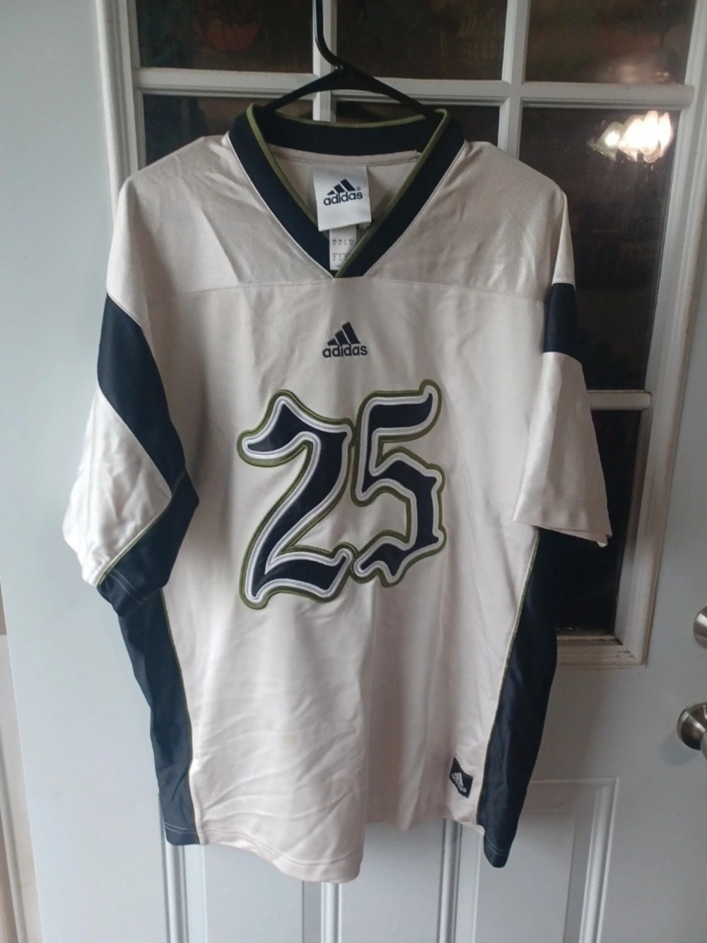 adidas Men’s White Navy & Olive #25 Athletic Jersey